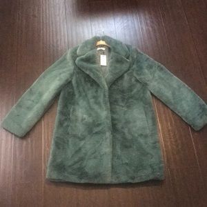 💗Beautiful Green Faux Fur Coat Sz L💗